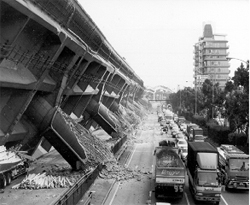 Bridge fails after earthquake