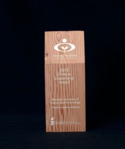 The Climate Leadership Award is made from wood reclaimed from a New York City water tower.