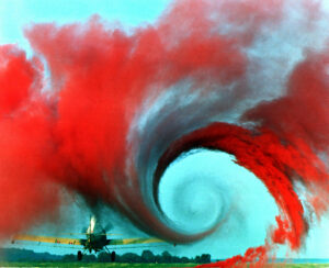 Turbulence in the tip vortex from an airplane wing. (Photo by NASA Langley Research Center.)