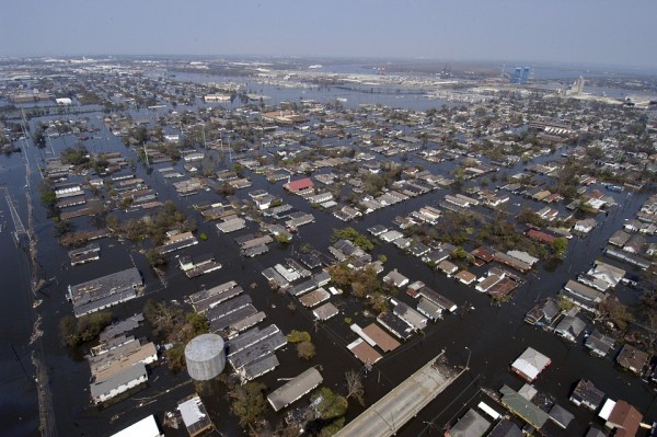 A flooded New Orleans after Hurricane Katrina.