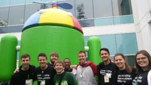 Missouri S&T's University Innovation Fellows visited Google earlier this year. From left: John Schoeberle, Connor Wolk, Tim Buesking, Spencer Vogel, Mark Raymond, Tyler Jenkins, Eric Fallon, Cori Hatley, Katherine Ramsay