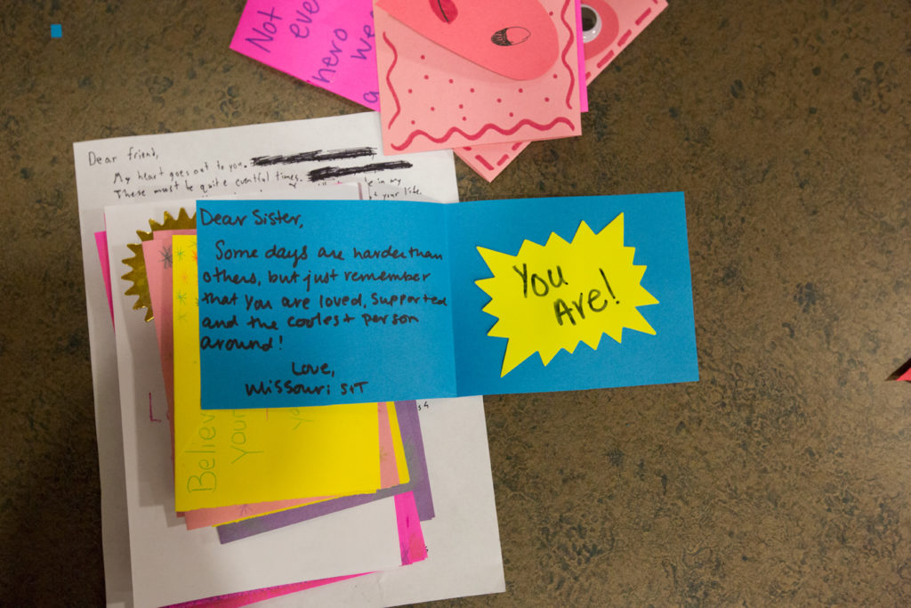 Artistic S&T students wrote and decorated cards with notes of encouragement for women who were recently diagnosed with breast cancer.