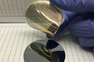 An example of a gold foil peeled from single crystal silicon. Reprinted with permission from Naveen Mahenderkar et al., Science [355]:[1203] (2017)