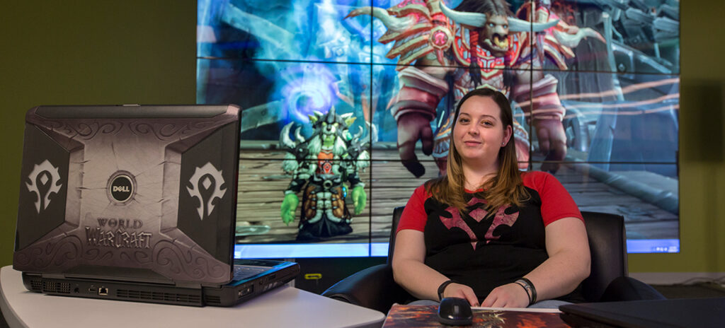 Elizabeth Short, a graduate student in industrial/organizational psychology, poses in front of her World of Warcraft character. Sam O'Keefe/Missouri S&T