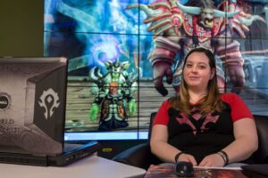 Elizabeth Short, a graduate student in industrial/organizational psychology, poses in front of her World of Warcraft character. Sam O'Keefe/Missouri S&T