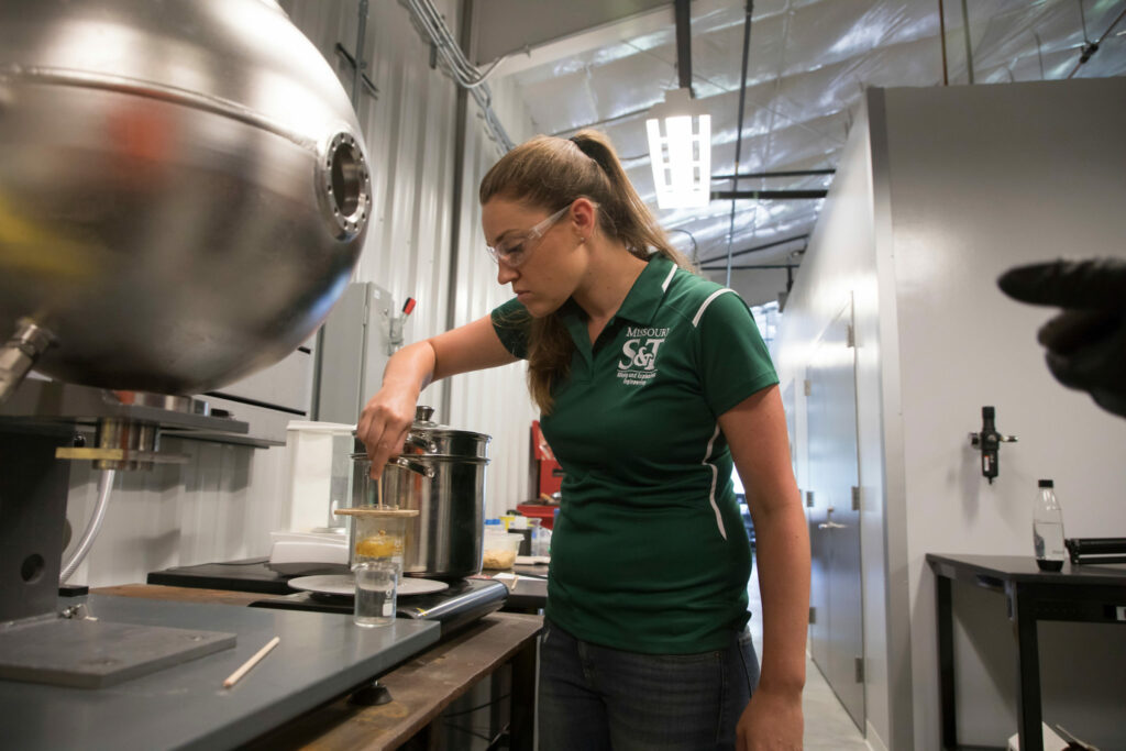 Dr. Catherine Johnson studies how battlefield explosions may contribute to traumatic brain injury among soldiers. She conducts her research at S&T's Experimental Miner and in the Energetics Laboratory. Sam O'Keefe/Missouri S&T