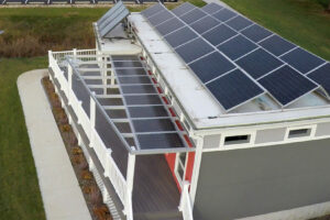 Renewable-energy-focused neighborhoods, like Missouri S&T’s EcoVillage (above), may become hubs of energy storage and exchange, thanks to research by a Missouri S&T Ph.D. student.