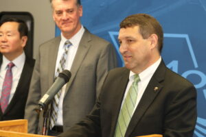 Dr. John Myers talking to the crowd at the MCTI announcement in Jefferson City