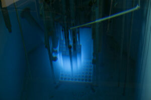 Glowing blue pool at S&T nuclear reactor