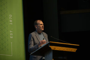 Missouri S&T alumnus Gary White speaks at S&T in 2023 for the Chancellor’s Speaker Series. Photo by Michael Pierce/Missouri S&T.