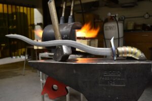 Members of the Missouri S&T Bladesmithing Team developed this dagger for the Wadsworth-Sherby Bladesmithing Competition. Photo courtesy of Harrison Smith.