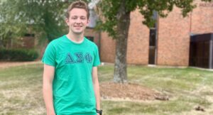 Photo: Cylan Burns stands outside Missouri S&T’s Gale Bullman Building. Photo by Greg Edwards/Missouri S&T.