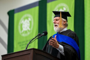 Dr. Harold “Skip” Garner, chief scientific officer for Orbit Genomics, shared seven professional decisions with Ph.D. graduates of Missouri University of Science and Technology during the Ph.D. commencement ceremony held in the Gale Bullman Building at Missouri S&T on Friday, Dec. 13, 2024.