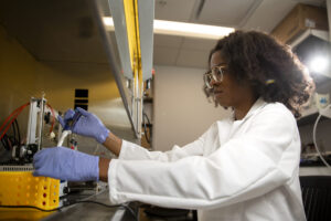 Maya Washington graduated from Missouri S&T with a bachelor's degree in biological sciences and is currently a medical student at UMKC. She’s competing alongside the S&T students and alumni advancing to the Global Health Innovation Grand Challenge semi-finals in April. Photo by Noah Richardson/Missouri S&T.