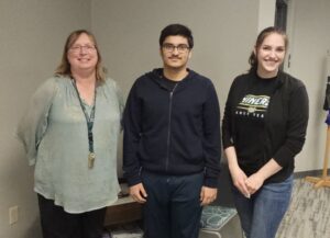 From left: Dr. Shelley Minteer, Harshit Agarwal and Abigail Richner.