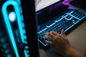 Hand on keyboard