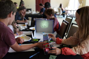 Local middle school students test the Spotlight Theatre design created by the winning team during S&T’s Miner Creativity Challenge. Photo by Joseph George.