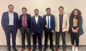 From left, recipients of the Dean’s Ph.D. Scholar Award include Logan Wilcox, Omar Rinchi, Irfan Ganie, Alireza Roshan, Haodao Li and Radwa Eissa. Photo by Greg Edwards/Missouri S&T.