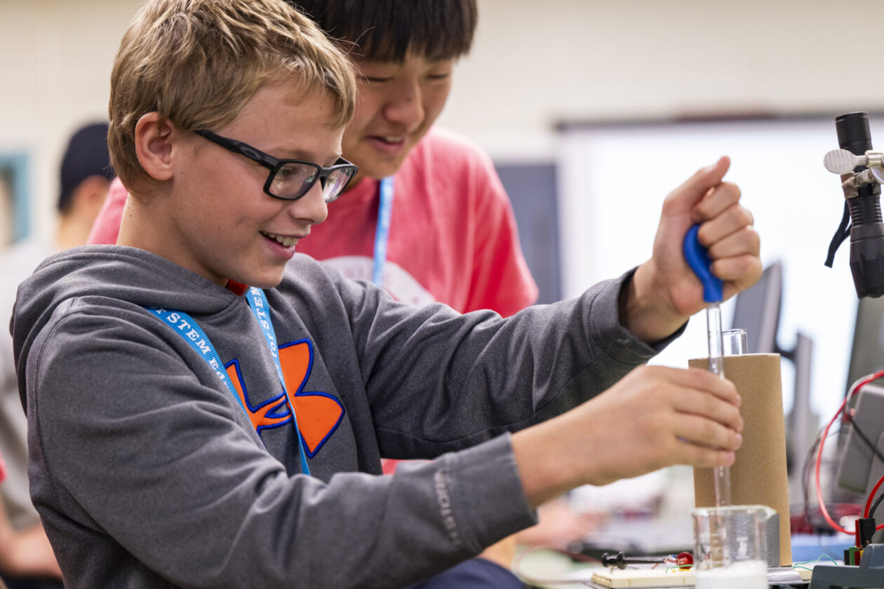 Two middle school students in a lab during Missouri S&T summer camp.