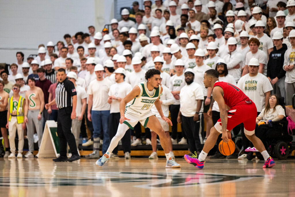 Scene from Jan. 30, 2025, men's basketball game at S&T.