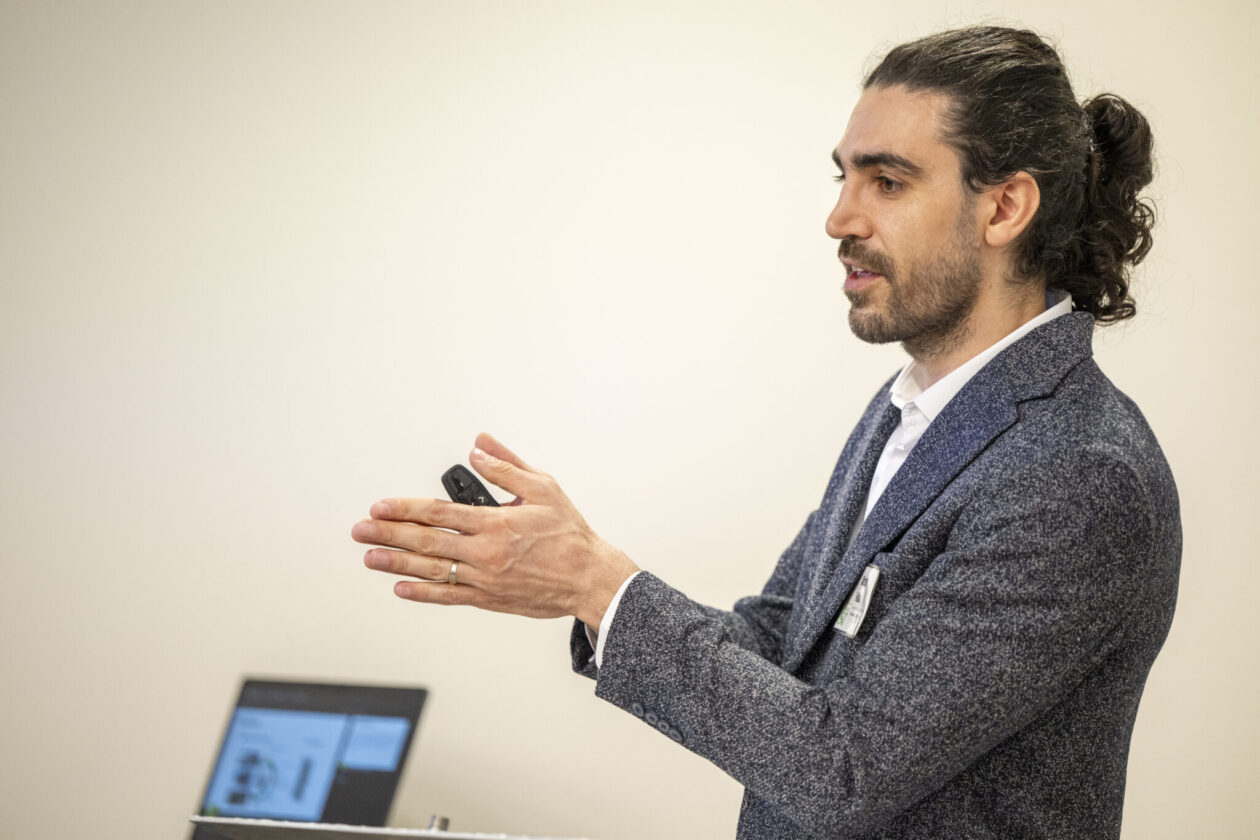 Alireza Fallahi speaks about his research during a Missouri S&T Kummer Day event. Photo by Michael Pierce/Missouri S&T