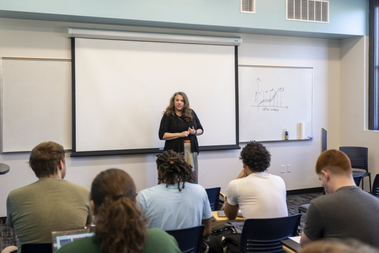 Sarah Stanley teaches a class.