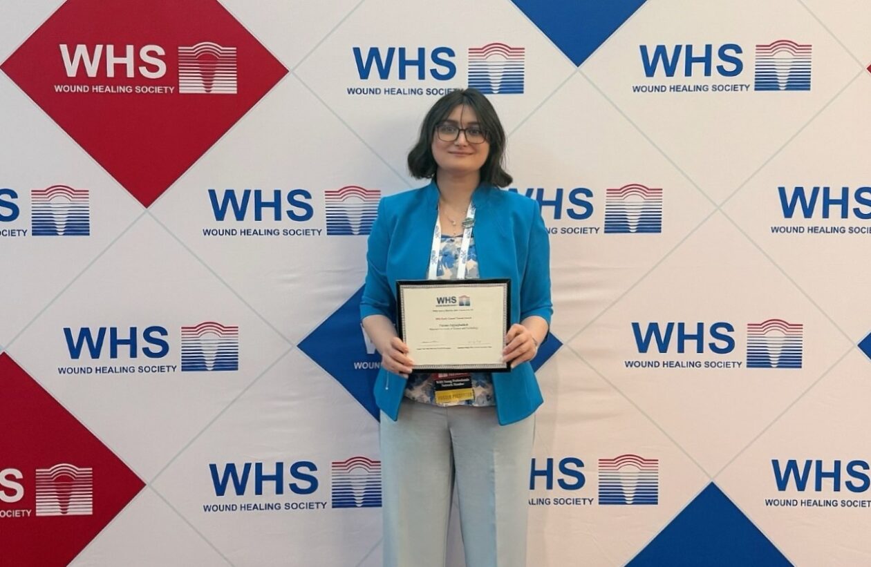 Fayyazbakhsh holds the certificate she was awarded during the Wound Healing Society’s annual meeting. Photo courtesy of Fayyazbakhsh.