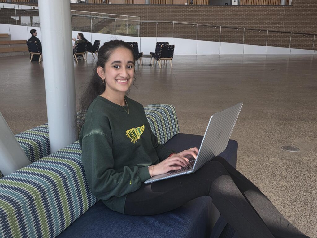 Raksha Thiagarajan studying at the Innovation Lab.