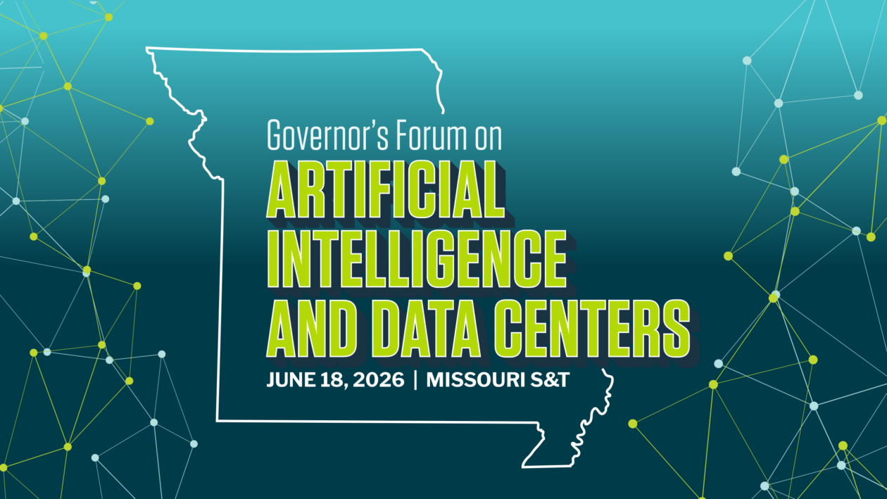 Graphic for the Governor's Forum on Artificial Intelligence and Data Centers. June 18, 2026. Missouri S&T.