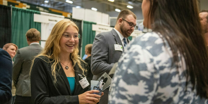 Missouri S&T students interact with recruiters during a recent Career Fair. Photo by Mike Pierce/Missouri S&T